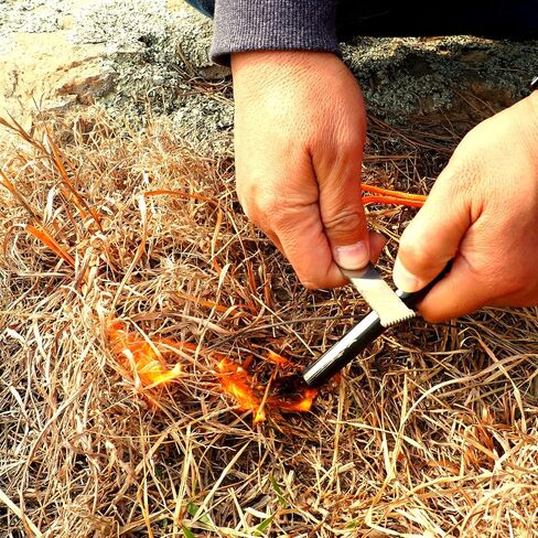 FERROFIRE FS124CK Heavy Duty Large Ferro Rod Fire Starter with 4 inch Long x 1/2 inch Thick Magnesium Flint and Steel Ferrocerium Rod Carbon Steel Striker 550 Paracord Lanyard Handle for Camping BBQ in Kuwait