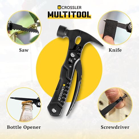 CROSSLER Multi Tool Hammer, 14-in-1 Multi-Functional Hammer, Survival Portable Multitool with Hammer, Camping Accessories Survival Gear, Anniversary Unique Gifts for Him Boyfriend Husband in Saudi Arabia