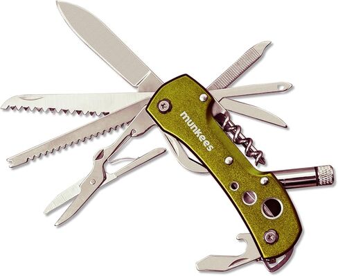 أدوات جيب متعددة الوظائف 14 في 1 من مونكيز مع مصابيح LED وسكاكين ومقص ومسامير مفاتيح ومفكات براغي للأماكن الخارجية والتخييم وصيد الأسماك in Kuwait