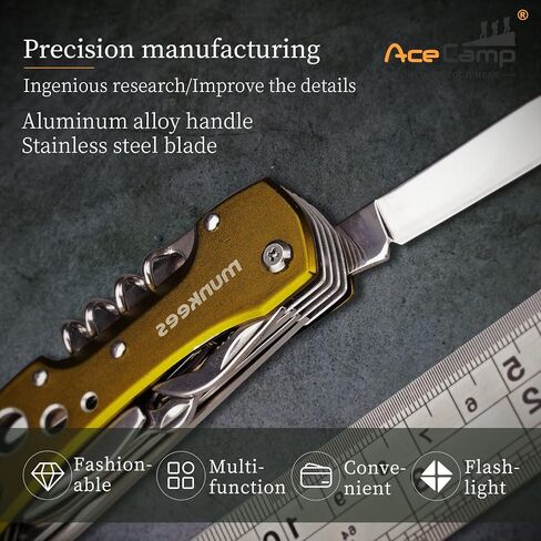 أدوات جيب متعددة الوظائف 14 في 1 من مونكيز مع مصابيح LED وسكاكين ومقص ومسامير مفاتيح ومفكات براغي للأماكن الخارجية والتخييم وصيد الأسماك in Kuwait