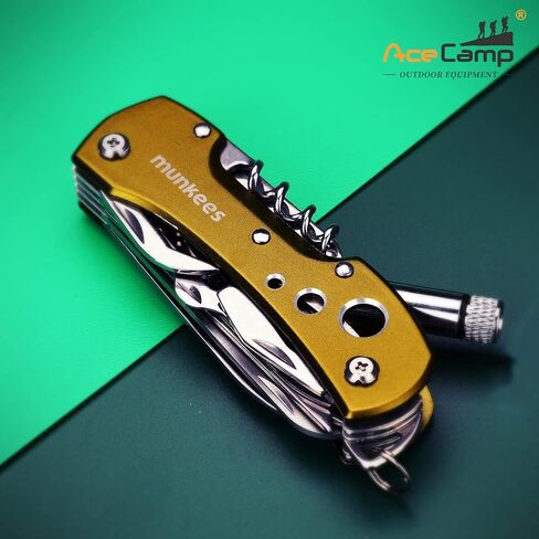 أدوات جيب متعددة الوظائف 14 في 1 من مونكيز مع مصابيح LED وسكاكين ومقص ومسامير مفاتيح ومفكات براغي للأماكن الخارجية والتخييم وصيد الأسماك in Kuwait