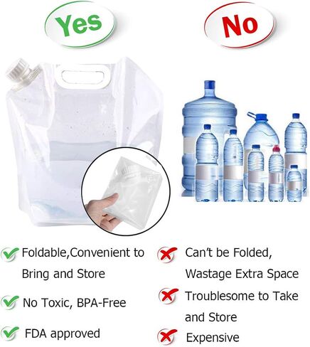SUPANT Collapsible Emergency Water Jug Container Bag, Freezable, BPA Free Plastic Water Carrier Tank, Outdoor Folding Water Bag for Sport Camping Riding Mountaineer Backoacking, Food Grade in Kuwait