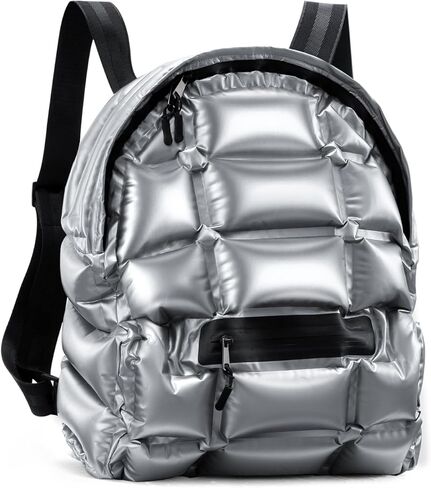 حقيبة ظهر منتفخة للسفر وصالة الألعاب الرياضية من BUTI4WLD، حقيبة ظهر مقاومة للماء بتصميم قابل للنفخ وخفيفة الوزن مع حقيبة ظهر ذات سعة كبيرة للنساء والرجال، فضي in Kuwait
