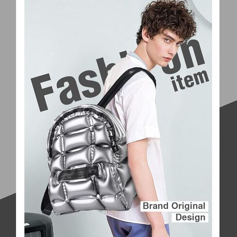 حقيبة ظهر منتفخة للسفر وصالة الألعاب الرياضية من BUTI4WLD، حقيبة ظهر مقاومة للماء بتصميم قابل للنفخ وخفيفة الوزن مع حقيبة ظهر ذات سعة كبيرة للنساء والرجال، فضي in Kuwait