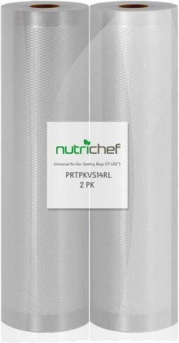 NutriChef Automatic Vacuum Air Sealing System Preservation & NutriChef Vacuum Sealer Bags 11x50 Rolls 2 pack & NutriChef Vacuum Sealer Bags 8x50 Rolls 2 pack for Food Saver in Kuwait