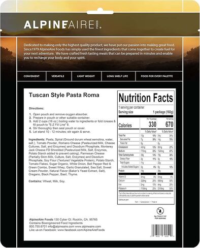 معكرونة روما بنمط توسكان من الباين اير، مجففة بالتجميد/المجففة، كيس وجبات للدخول فقط أضف الماء in Kuwait