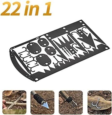 البقاء على قيد الحياة MultiTool بطاقة الحجم، علة خارج حقيبة CampingTool، أفضل Multitool للتخييم والبرية البقاء على قيد الحياة Preppers Gear، الصيد التخييم المشي لمسافات طويلة الصيد طقم الطوارئ 4 حزمة in Kuwait