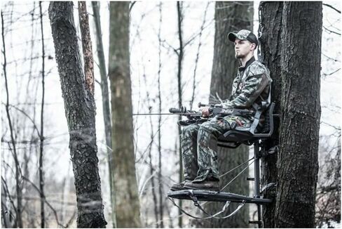 Hawk Cruzr Bone Collector Hang-On 1-Piece Big Game/Shooting/Hunting Steel Tree Stand with 24"x30" XL Rock-Solid Platform Black in Saudi Arabia