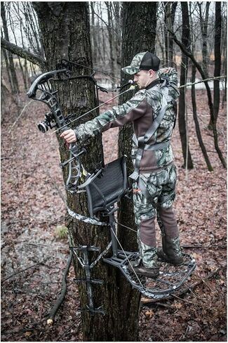 Hawk Cruzr Bone Collector Hang-On 1-Piece Big Game/Shooting/Hunting Steel Tree Stand with 24"x30" XL Rock-Solid Platform Black in Saudi Arabia