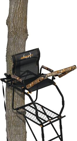 Muddy Deer Hunting Climbing Adjustable Quiet Heavy-Duty Huntsman Deluxe 17 ft 1-Person Ladder Tree Stand, Black in Saudi Arabia