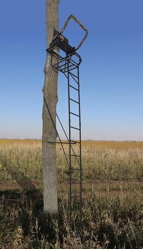Muddy Deer Hunting Climbing Adjustable Quiet Heavy-Duty Huntsman Deluxe 17 ft 1-Person Ladder Tree Stand, Black in Saudi Arabia