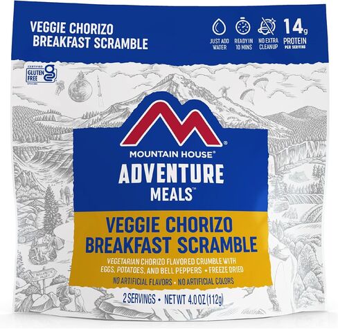 Mountain House Veggie Chorizo Breakfast Scramble | Freeze-Dried Backpacking & Camping Food | Gluten-Free & Vegetarian | 2-Servings in Saudi Arabia