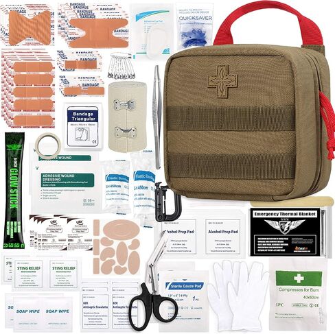 Everlit 180 Pieces Tactical First Aid Kit IFAK Molle EMT Pouch Outdoor Camping Emergency Kits for for Camping Boat Hunting Hiking Home Car Earthquake and Adventures Black in Kuwait