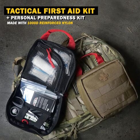 Everlit 180 Pieces Tactical First Aid Kit IFAK Molle EMT Pouch Outdoor Camping Emergency Kits for for Camping Boat Hunting Hiking Home Car Earthquake and Adventures Black in Kuwait