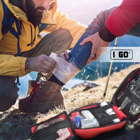 مجموعة الإسعافات الأولية I GO Survival، 251 قطعة من حقيبة الإسعافات الأولية التكتيكية للصدمات، حقيبة طوارئ متوافقة مع مولي للتخييم في الهواء الطلق والمشي لمسافات طويلة وحقائب الظهر والسفر in Kuwait