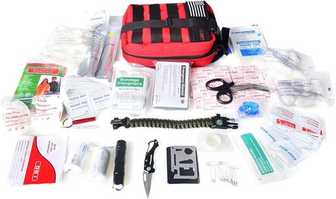 مجموعة الإسعافات الأولية I GO Survival، 251 قطعة من حقيبة الإسعافات الأولية التكتيكية للصدمات، حقيبة طوارئ متوافقة مع مولي للتخييم في الهواء الطلق والمشي لمسافات طويلة وحقائب الظهر والسفر in Kuwait