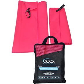 منشفة من الألياف الدقيقة من ecox Outdoors سريعة الجفاف وناعمة الملمس وتجفيف سريع للجيم والشاطئ والسفر واليوجا والتخييم وحجم صغير قطعة واحدة 24 × 48 باللون الأحمر MFT1P24RD