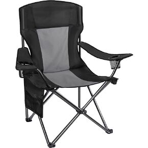 AsterOutdoor Camping Folding Chair Padded Quad Arm Chair with Large Cup Holders, Side Organizer & Back Pocket for Outdoor, Camp, Indoor, Patio, Fishing, Supports 350lbs in Kuwait