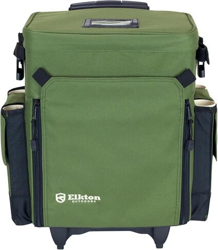 ايلكتون اوتدورز صندوق ادوات دوارة بعجلات - شنطة ظهر دوارة مقاومة للماء لصيد الاسماك و5 صواني معالجة قابلة للازالة و4 حوامل للقضبان وهدايا صيد للرجال in Kuwait