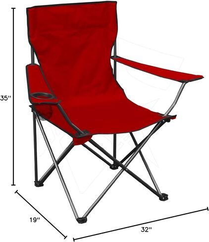 Quik Shade Chair Portable Folding Chair with Arm Rest Cup Holder and Carrying and Storage Bag, Red (146115) in Saudi Arabia