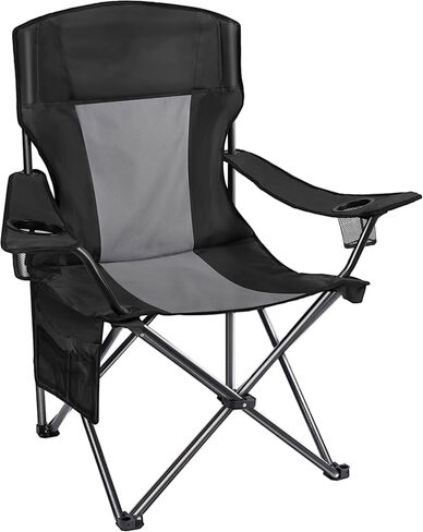 AsterOutdoor Camping Folding Chair Padded Quad Arm Chair with Large Cup Holders, Side Organizer & Back Pocket for Outdoor, Camp, Indoor, Patio, Fishing, Supports 350lbs in Kuwait