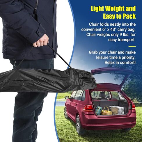 AsterOutdoor Camping Folding Chair Padded Quad Arm Chair with Large Cup Holders, Side Organizer & Back Pocket for Outdoor, Camp, Indoor, Patio, Fishing, Supports 350lbs in Kuwait