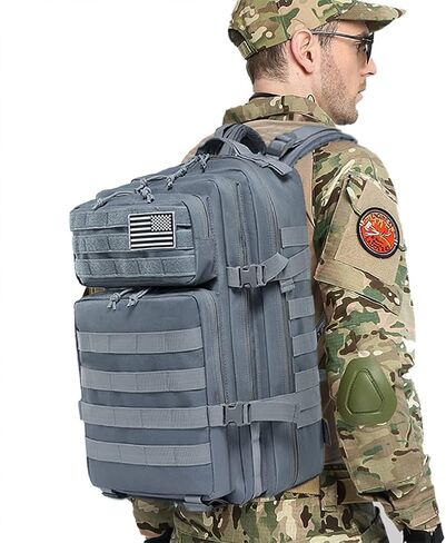45L Military Tactical Backpacks For Men Women Molle Bag 3 Day Assault Pack Hiking Rucksack with USA Flag Patch (Army Green) in Saudi Arabia