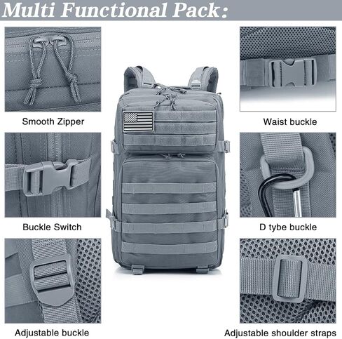 45L Military Tactical Backpacks For Men Women Molle Bag 3 Day Assault Pack Hiking Rucksack with USA Flag Patch (Army Green) in Saudi Arabia