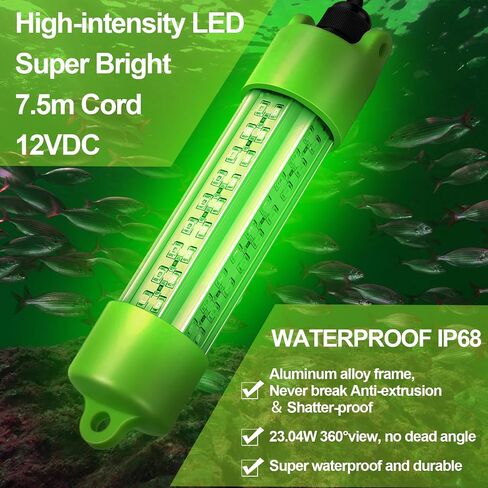 Retisee 2 قطعة 45 واط 12 فولت أخضر IP68 أضواء صيد ليلية غاطسة مقاومة للماء تحت الماء LED طعم السمك قارب متوهج جاذب للأسماك من الألومنيوم مع مشابك بطارية للروبيان الكرابي in Kuwait