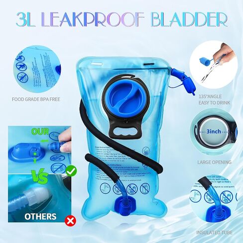 Hydration Pack, Water Backpack with 3L Hydration Bladder Lightweight Insulation, Festival Essential, Rave Hydration Backpack, Hydropack Backpack for Rave, Hiking, Biking, Running, Festival Gear in Kuwait