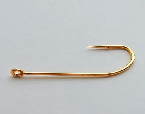 خطاف طويل للطعم من O'shaughnessy مزود بنقطة عكسية من الفولاذ المقاوم للصدأ لصيد الأسماك في المياه المالحة، قوي جدًا لصيد الأسماك، لون ذهبي (3/0#) in Kuwait