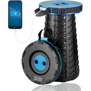 Portable Telescopic Stool with Mobile Charger 4400mAh, Collapsible Stool Built-in Phone Charger for iPhone Android, Foldable Seat for Camping Hiking Fishing Picnic Max Load 400lbs in Saudi Arabia