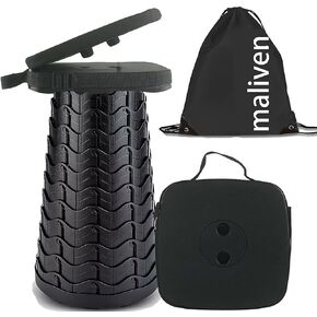Collapsible Camping Stool with Seat Cushion & Nylon Bag, Square Portable Telescopic Stool, Lightweight Sturdy Foldable Stool for Camp Fishing Picnic, Max Load 550 lb