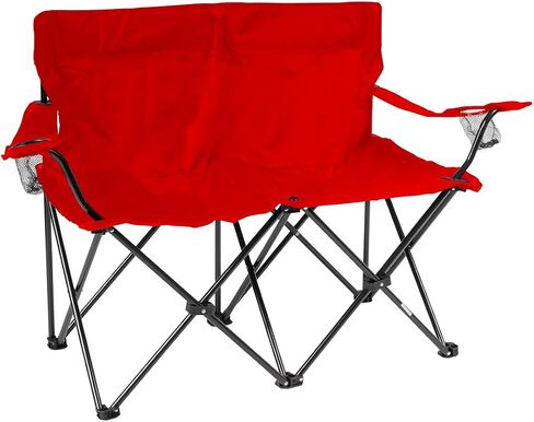 Trademark Innovations Loveseat Style Double Camp Chair, 40" L x 22" W x 31.5" H, Polyester, Army Green in Saudi Arabia