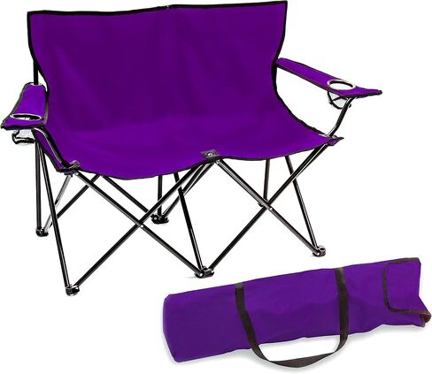 Trademark Innovations Loveseat Style Double Camp Chair, 40" L x 22" W x 31.5" H, Polyester, Army Green in Saudi Arabia