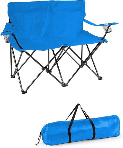 Trademark Innovations Loveseat Style Double Camp Chair, 40" L x 22" W x 31.5" H, Polyester, Army Green in Saudi Arabia