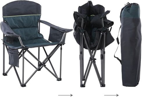 Oversized Portable Camping Folding Chair, Heavy Duty Foldable Outdoor Chair, Camp Chair with Cup Holder and Cooler Bag for Caamping, Travel, Support 450 LBS,2 Pack, Black… in Saudi Arabia