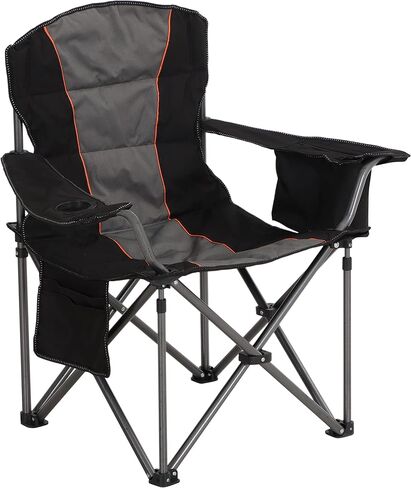 Oversized Portable Camping Folding Chair, Heavy Duty Foldable Outdoor Chair, Camp Chair with Cup Holder and Cooler Bag for Caamping, Travel, Support 450 LBS,2 Pack, Black… in Saudi Arabia