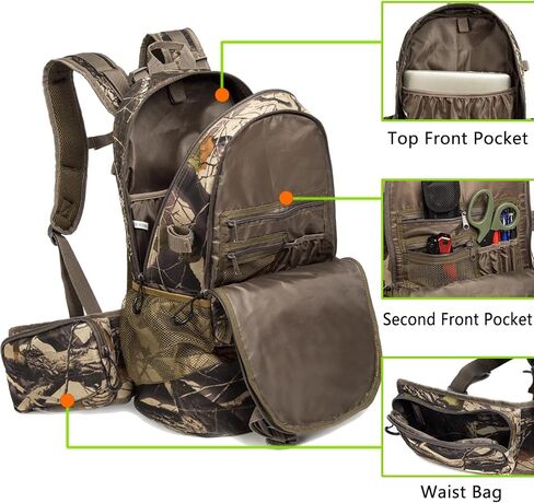 Hunting Backpack Outdoor Gear Hunting Pack with Bow and Rifle Carry System for Hunting. (Camo-Green) in Saudi Arabia