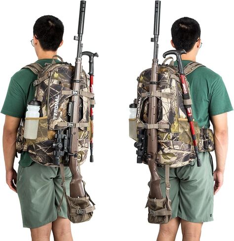 Hunting Backpack Outdoor Gear Hunting Pack with Bow and Rifle Carry System for Hunting. (Camo-Green) in Saudi Arabia
