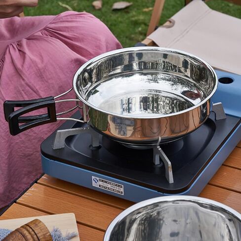 Camping Cookware Mess Kit,304 Stainless Steel Camping Cooking Set,Camping Pot and Pan Set with Blows Cups Plates Forks Knives Spoons for Hiking, Picnic, and Adventure Travel for 2-4 People in Kuwait