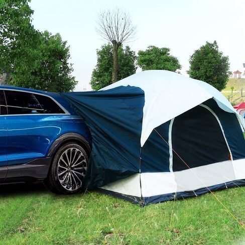 SUV Tent Attachment for Camping -Up to 6-8 Person Sleeping Capacity, Car Tent Includes Rainfly and Storage Bag,Universal Fit, 8' W x 8' L x 7.2' H,Suitable Camping Traveling Family Outdoor Activities in Kuwait
