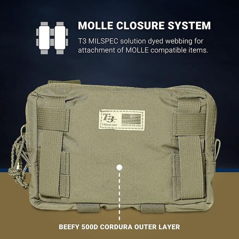 حقيبة T3 Super Admin، حقيبة تكتيكية متوافقة مع MOLLE لتخزين معدات الإدارة، حقيبة خارجية شديدة التحمل للتنزه سيرًا على الأقدام والترفيه، لون أخضر داكن in Kuwait