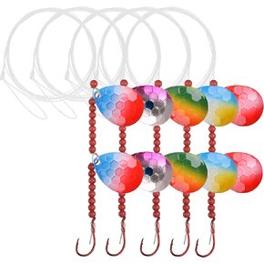 Walleye Spinner Rig Kit, 5 Pack Crawler Harness Walleye Rig Pre-Rigged Live Bait Rigs Colorado Spinner Blades Beads Octopus Hook Freshwater Walleye Fishing Lure Rigs in Kuwait