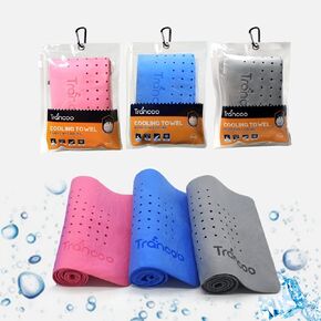 Trancoo 2 Pack PVA Cooling Towel (33"X7.85"، منشفة تبخر فورية مثقبة، وشاح تبريد PVA، خرق العرق للتمرين، منشفة الصالة الرياضية، منشفة رياضية للتواء الرقبة للجري، المشي لمسافات طويلة، السباحة الجولف in Kuwait