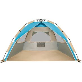 G4Free Deluxe XL Pop Up Beach Tent, 3-4 Persons Easy Setup Sun Shelter Canopy with UPF 50+ UV Protection Extral Wide 70.9 in