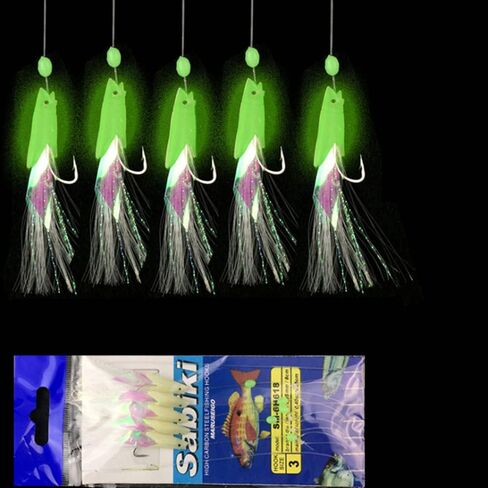 NA 8 Packs/40 Hooks Size 1#/2#/3#/4# Luminous Sabiki Rigs Fishing Flasher Lures Bait Rigs Fish Skin Glow Fishing Lure Fishing Beads High Carbon Hooks for Fresh/Saltwater in Saudi Arabia
