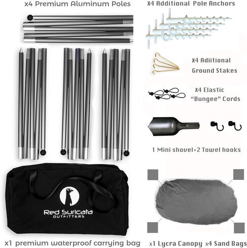 Red Suricata Family Beach Tent & Canopy, UPF50 Sun Shade, 4 Aluminum Poles, Sand Shovel, Large Portable Sun Shelter (Large, Purple) in Kuwait