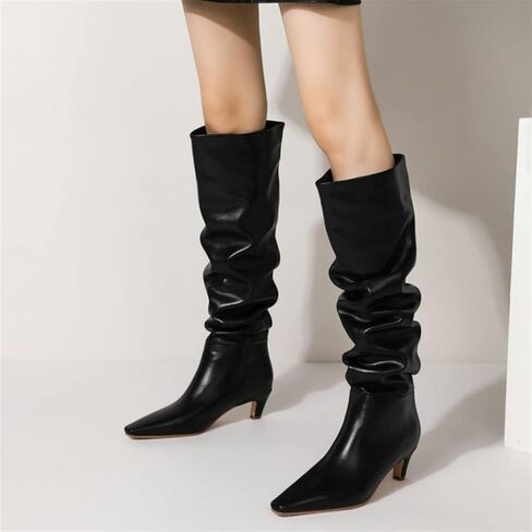 KRHINO Womens Boots, Women's Knee Square Toe Shoes Women's Boots Women's Winter Warm Boots in Kuwait