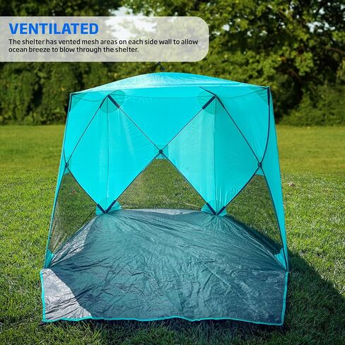 Beach Cube Pop Up Beach Tent Portable Shade Sun Shelter UPF50+ UV Protection for 4 Person Expandable Floor for Beach Fishing Hiking Camping – Aqua Color in Saudi Arabia